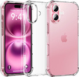 Puzdro pre iPhone 16 Plus, Erbord Dropproof, priehľadné + sklo