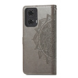 Klapkové puzdro pre Motorola Moto E14, Mandala, sivé