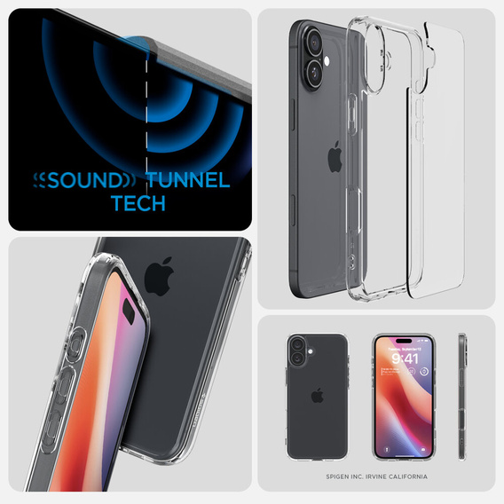 Puzdro Spigen pre iPhone 16, Ultra Hybrid, priehľadné + tvrdené sklo 9H