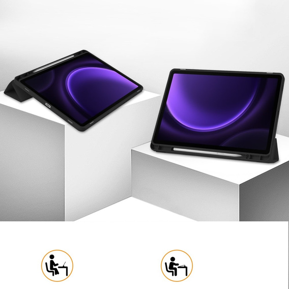 Puzdro pre Samsung Galaxy Tab S10 Lite / S10 FE / S9 FE, Smartcase s priestorom pre stylus, čierne
