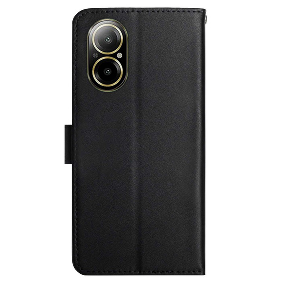Klapkové puzdro pre Realme C67, Split Leather Wallet, čierne