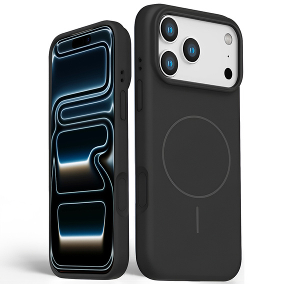 Silikónové puzdro pre iPhone 17 Pro, pre MagSafe, proti nárazom, čierne