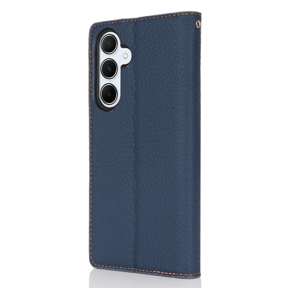 Klapkové puzdro pre Samsung Galaxy S25+ Plus, Litchi Skin Grain, tmavomodré