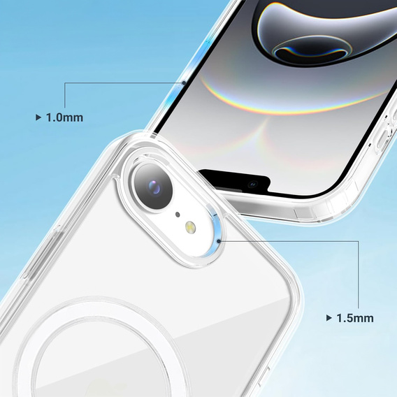 Magnetické puzdro MagSafe pre iPhone 16, ERBORD CrystalMag, číre + sklo na displej