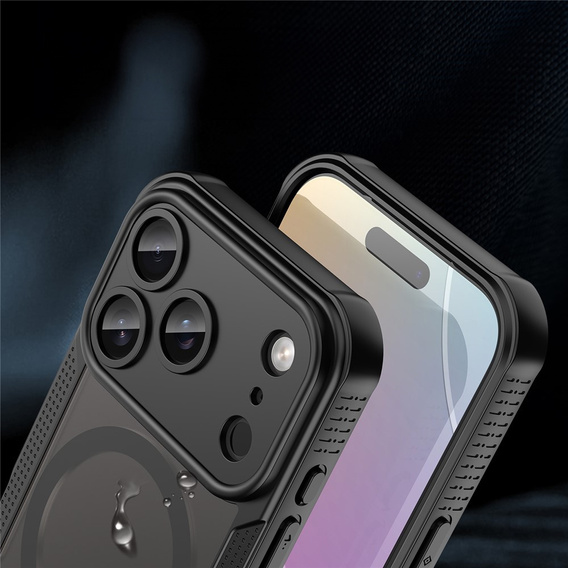 Puzdro pre iPhone 17 Pro Max, pre MagSafe, pancierované, čierne