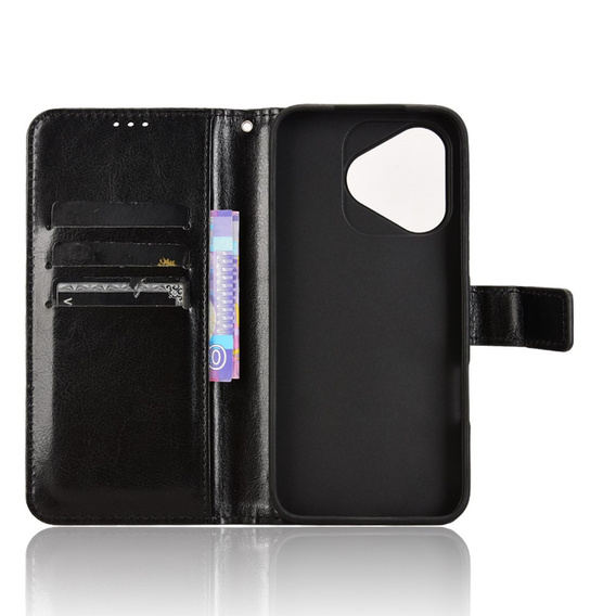 Klapkové puzdro pre Honor 400 Lite, Crazy Horse Wallet, čierne