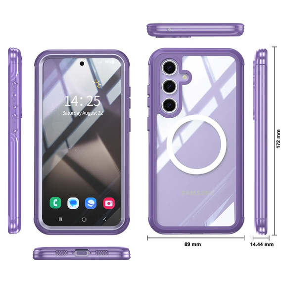 Puzdro pre Samsung Galaxy S25+ Plus, Shockproof, so sklom, pre MagSafe, fialové