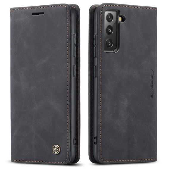 CASEME puzdro pre Samsung Galaxy S22+ Plus 5G, Leather Wallet Case, čierne