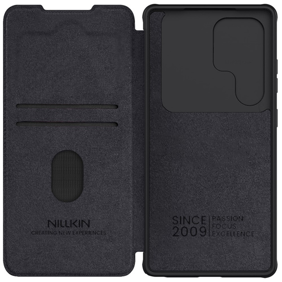 Flipové puzdro NILLKIN pre Samsung Galaxy S25 Ultra, CamShield Qin Pro, kožené, čierne