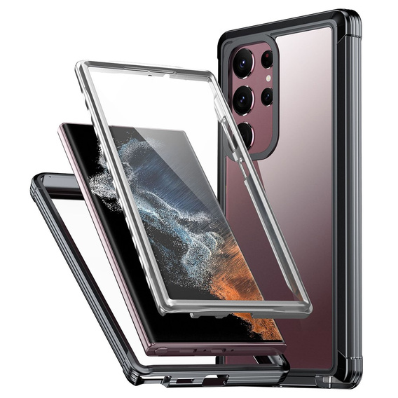 Puzdro pre Samsung Galaxy S22 Ultra, Shockproof, s fóliou, čierne