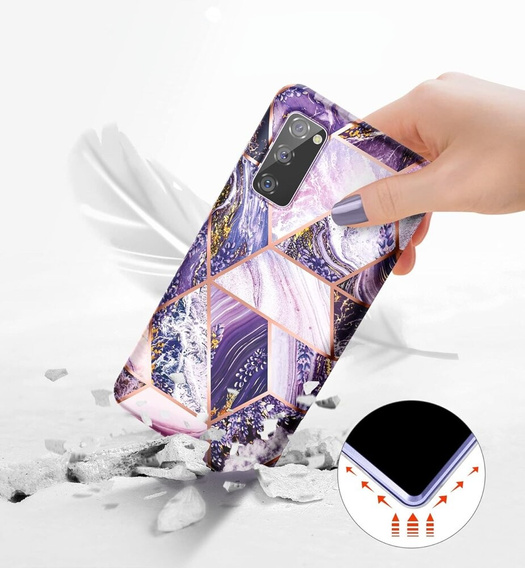 Obal na mobil pre Samsung Galaxy S20 FE, Suritch Full Body Marble, fialové