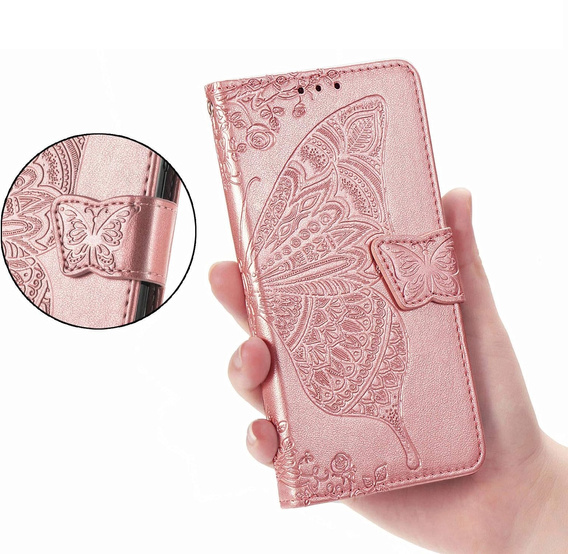 Klapkové puzdro pre Oppo A40 / Oppo A40m, Butterfly, ružové rose gold