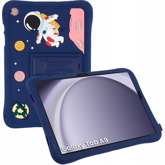 Detské silikónové puzdro pre Samsung Galaxy Tab A9 T220 X110 / X117, obrnené, Astronaut, námornícka modrá