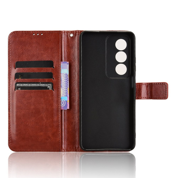 Klapkové puzdro pre Oppo A80, Crazy Horse Wallet, hnedé