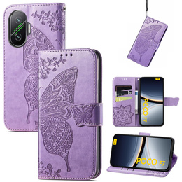 Klapkové puzdro pre Xiaomi Poco F7, Butterfly, fialové