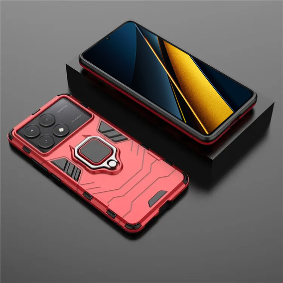 Obal na mobil pre Xiaomi Poco X6 Pro 5G, Kickstand Ring, čierne