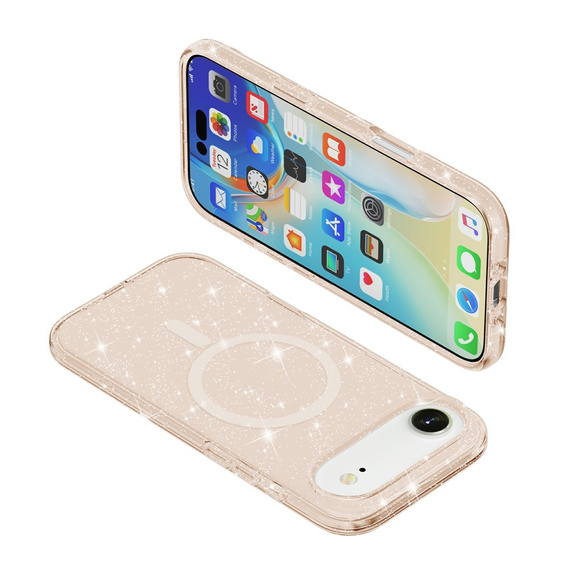 Puzdro pre iPhone Air, pre MagSafe, trblietavé, priesvitné zlaté