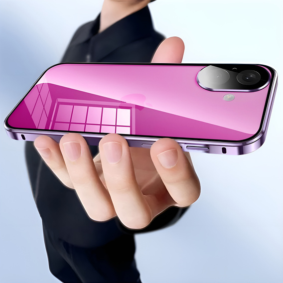 Puzdro pre iPhone 16, Magnetic Dual Glass, fialové