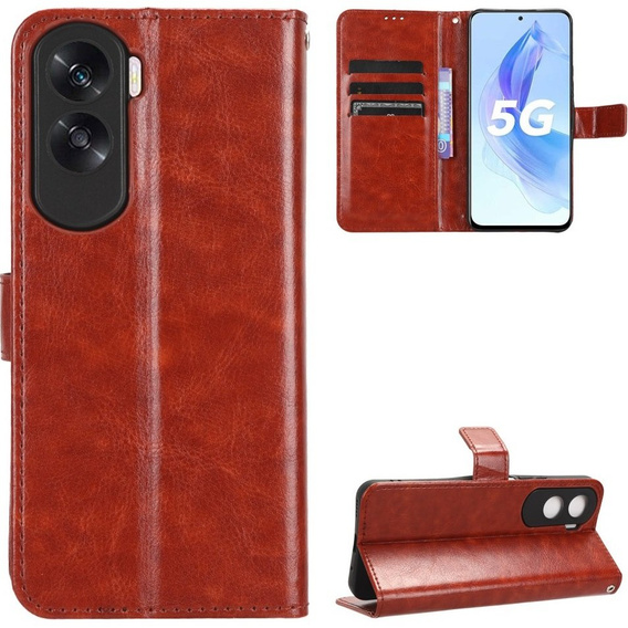 Klapkové puzdro pre Honor 90 Lite 5G, Crazy Horse Wallet, hnedé