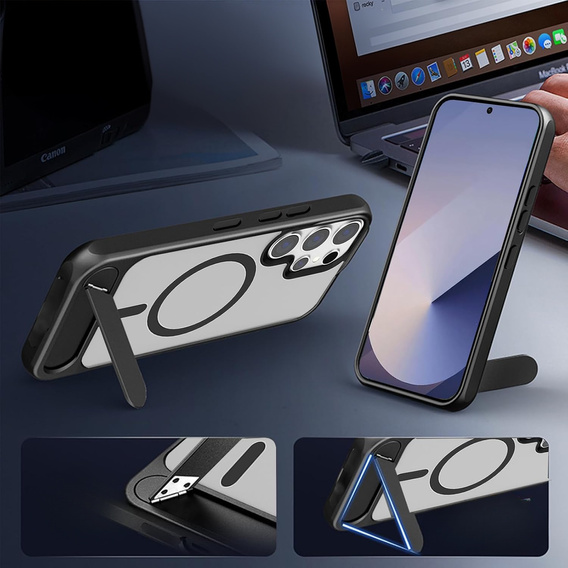 Puzdro pre Samsung Galaxy S25 Ultra, Kickstand Matt Case, pre MagSafe, čierne