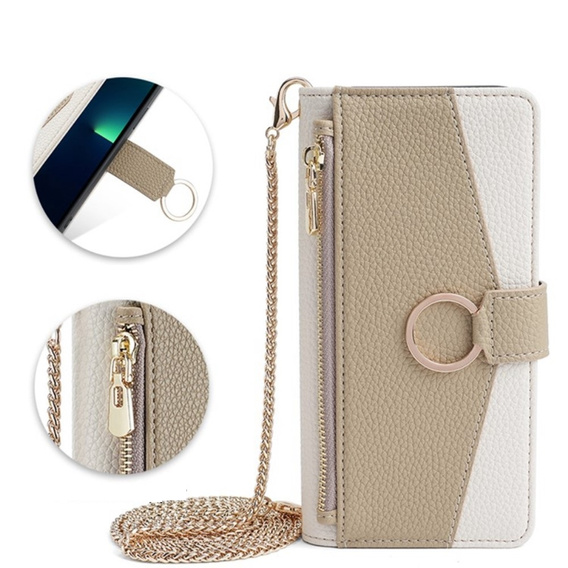 Flipové puzdro pre Motorola Edge 40 Neo 5G, Wallet Zipper Pocket, so zrkadlom, biele