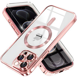 Puzdro pre iPhone 12 Pro, Electro MagSafe, ružové + sklo na displej