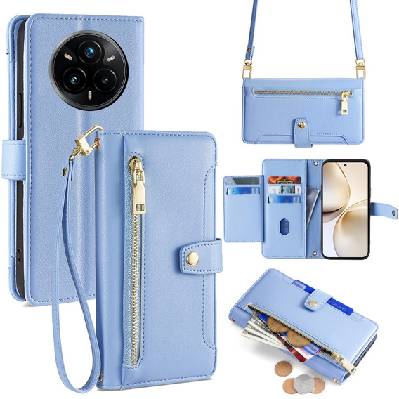 Klapkové puzdro pre Realme 14 Pro 5G, Wallet Zipper Pocket, modré