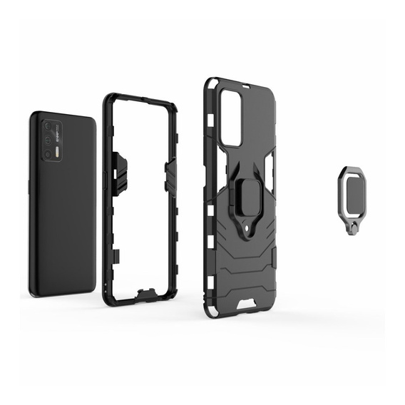 Obal na mobil pre Realme GT 5G, Kickstand Ring, čierne