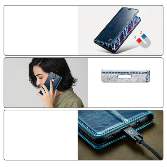 CASEME flipové puzdro pre Samsung Galaxy S9, Waxy Textured, modré