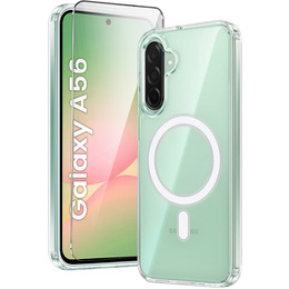 Puzdro pre Samsung Galaxy A56 5G, Dropproof MagSafe, priehľadné + tvrdené sklo 9H