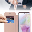 Puzdro s chlopňou pre Samsung Galaxy A17 5G, RFID peňaženka, pre MagSafe, transparentné / ružové