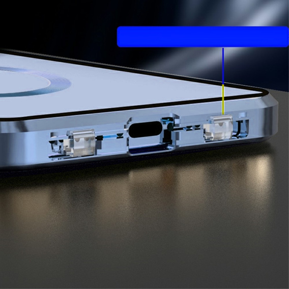 Magnetické puzdro Dual Glass MagSafe pre iPhone 15 Pro Max, modré