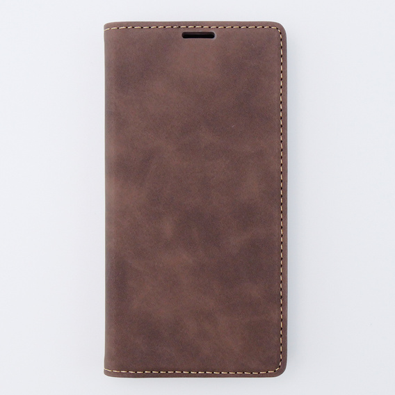 Puzdro pre iPhone 15, ERBORD Vintage, peňaženka s chlopňou, káva