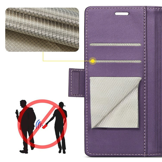 Puzdro pre Xiaomi 14T Pro, ERBORD Glossy Litchi, flipová peňaženka, fialové