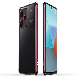 Puzdro pre Xiaomi Redmi Note 13 Pro+, Armor Bumper, s krytom objektívu, čierna / červená