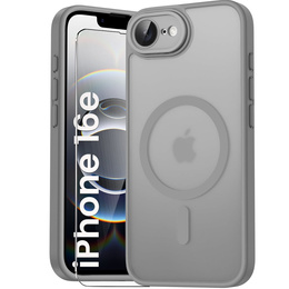 Puzdro pre iPhone 16E, pre MagSafe, ERBORD Matt Case, titánovo šedá + sklo na displej
