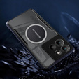 Puzdro pre Motorola Moto G15 / Motorola Moto G15 Power, s magnetickým štítkom, transparentné / čierne