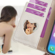Flipové puzdro pre Honor Magic 6 Lite 5G, Wallet Zipper Pocket, so zrkadlom, biele