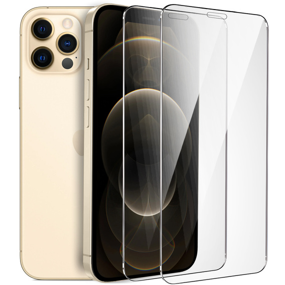 2x tvrdené sklo pre iPhone 12/12 Pro, ERBORD 9H Hard Glass na displeji