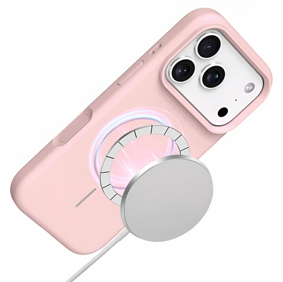 Silikónové puzdro pre iPhone 17 Pro Max, pre MagSafe, proti nárazom, ružové