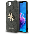 GUESS Obal na mobil pre iPhone 16E, 4G Big Metal Logo, čierne
