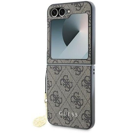GUESS Obal na mobil pre Samsung Galaxy Z Flip7 FE / Z Flip6, 4G Charms Collection Hardcase, hnedé