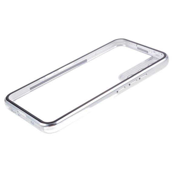 Puzdro pre Samsung Galaxy S21, Magnetic Dual Glass, strieborné