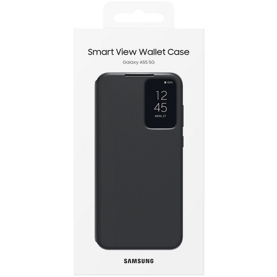 Originálne puzdro Samsung pre Galaxy A55 5G, S View Wallet Cover, čierne