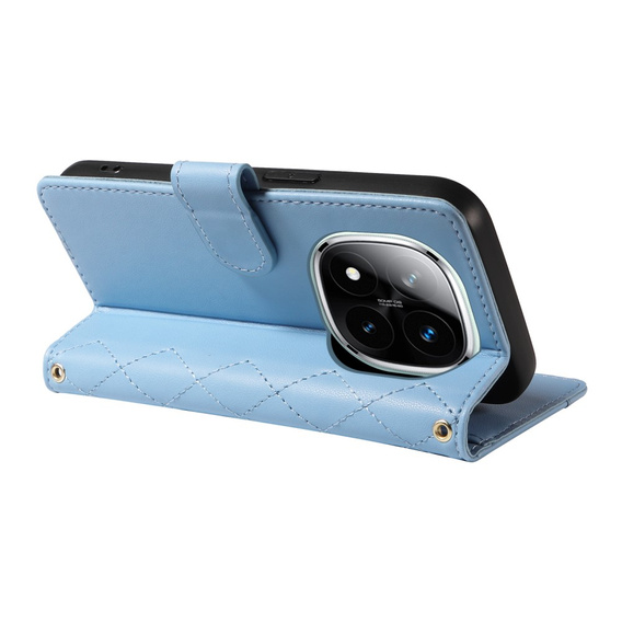 Puzdro s chlopňou pre Xiaomi Redmi Note 14 Pro 5G / Xiaomi Redmi Note 14 Pro+ 5G / Xiaomi Poco X7 5G, Rhombus Crossbody Leather, modré