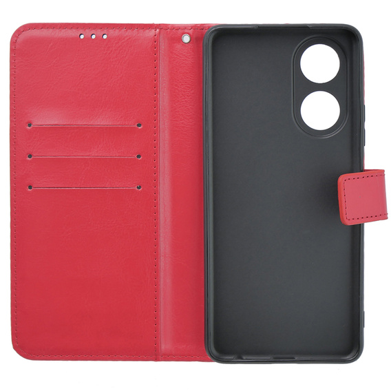 Klapkové puzdro pre Oppo A58 4G, Crazy Horse Wallet, červené