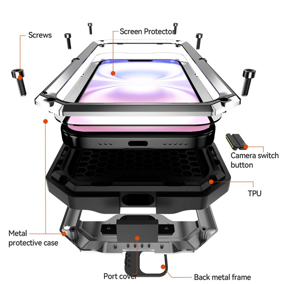 Puzdro R-JUST s ochranným sklom a stojanom pre iPhone 17
