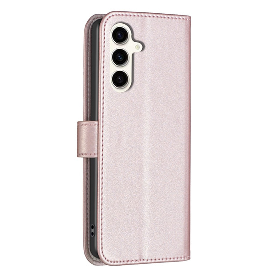Klapkové puzdro pre Samsung Galaxy S23 FE, BINFEN Wallet, ružové rose gold + 9H sklo