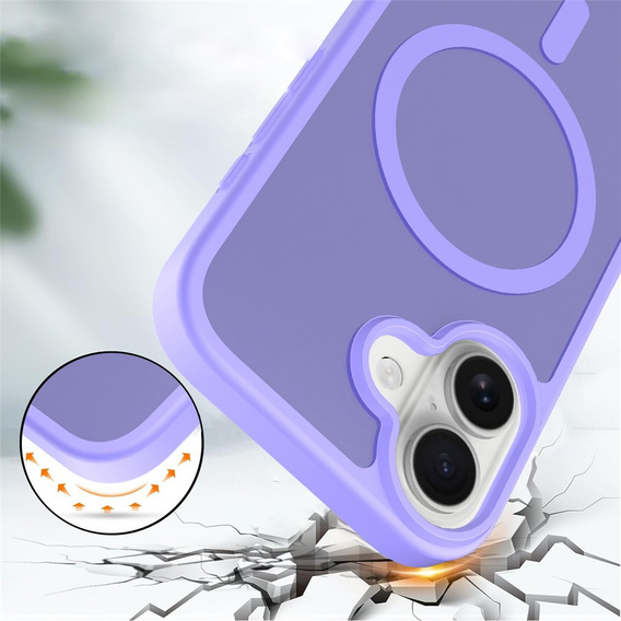Matné puzdro pre iPhone 17, pre MagSafe, priesvitné fialové