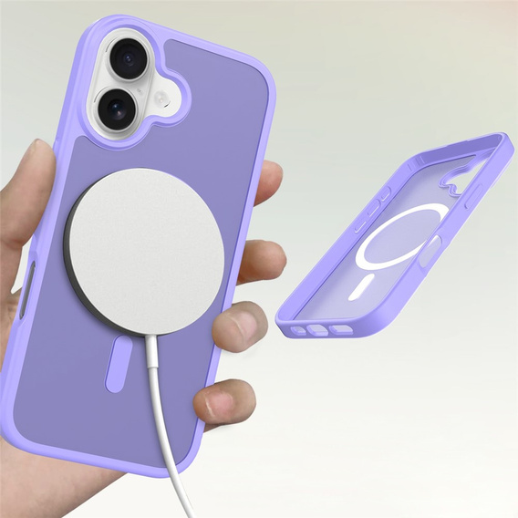 Matné puzdro pre iPhone 17, pre MagSafe, priesvitné fialové